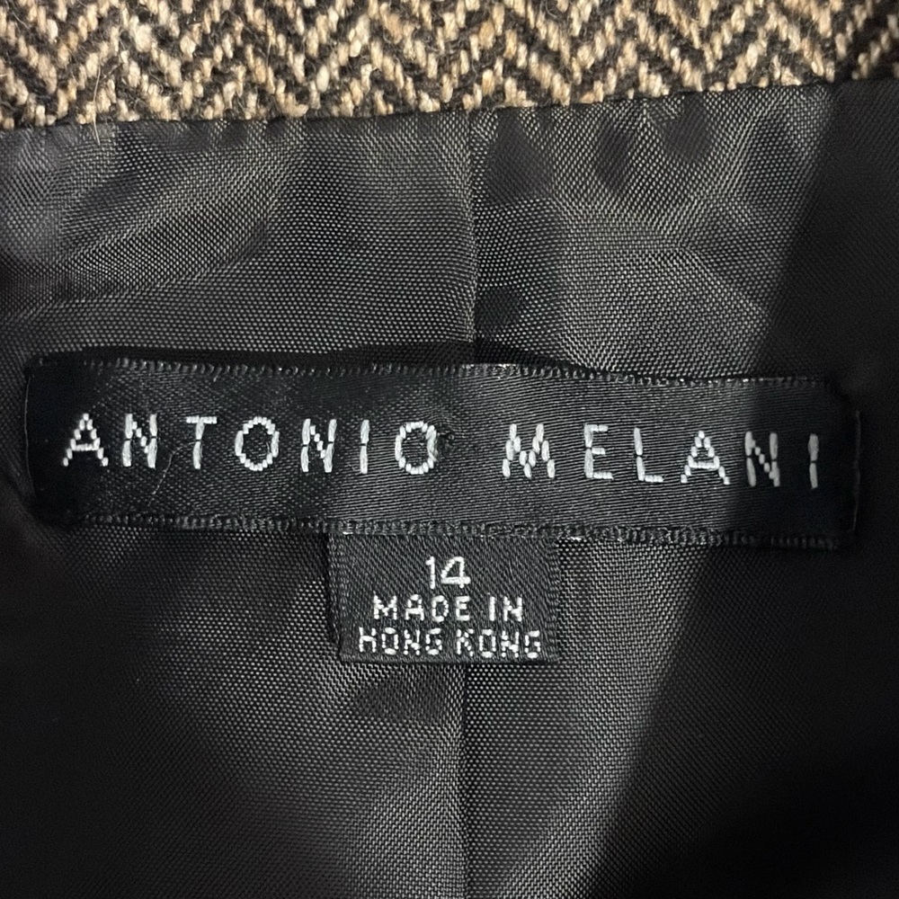 ANTONIO MELANI Brown Herringbone Wool Blazer (14) - Picture 7 of 8